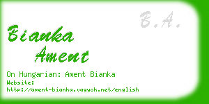 bianka ament business card